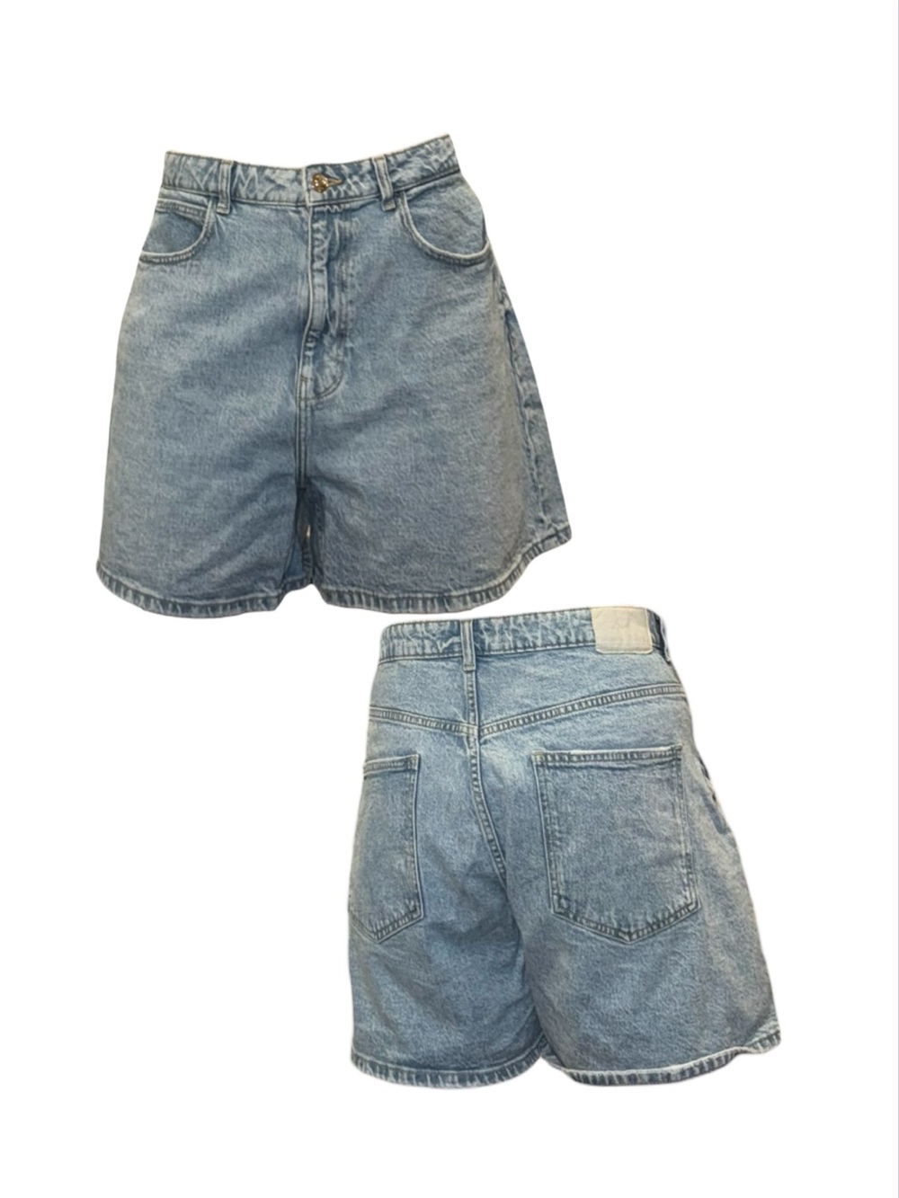 High-Rise Light Blue Denim Mom Shorts